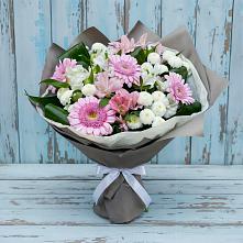 Букет цветов из:  Герберы, Альстромерии и Хризантемы #REPLACE_PRED# Менделеевске