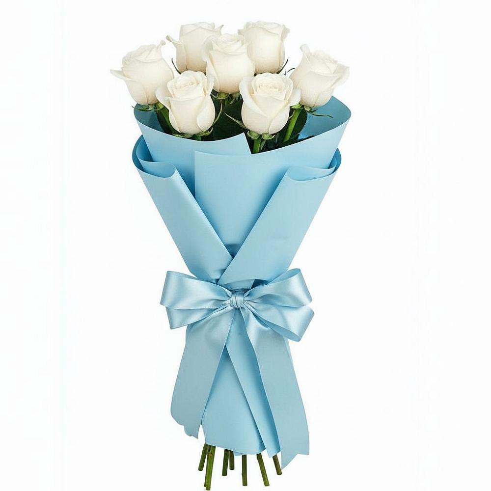 Букет 7 белых роз Проуд в Менделеевске