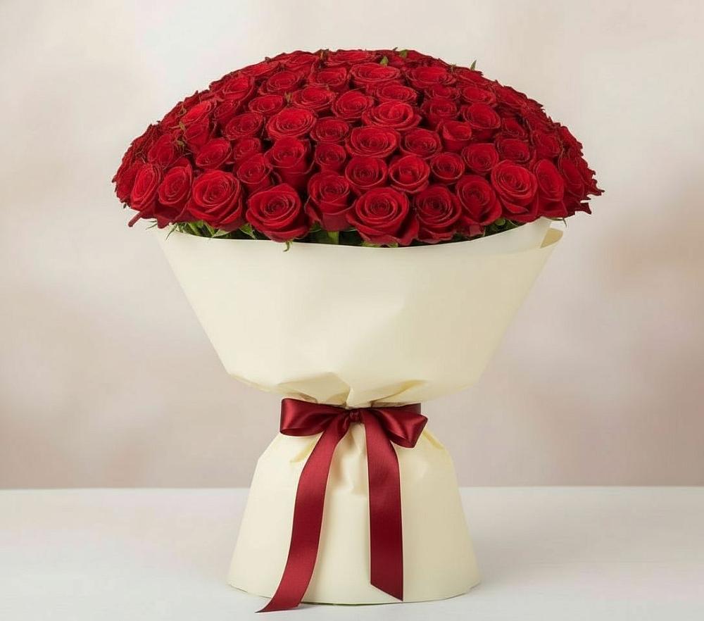 Букет 101 Красная роза Милано в Менделеевске