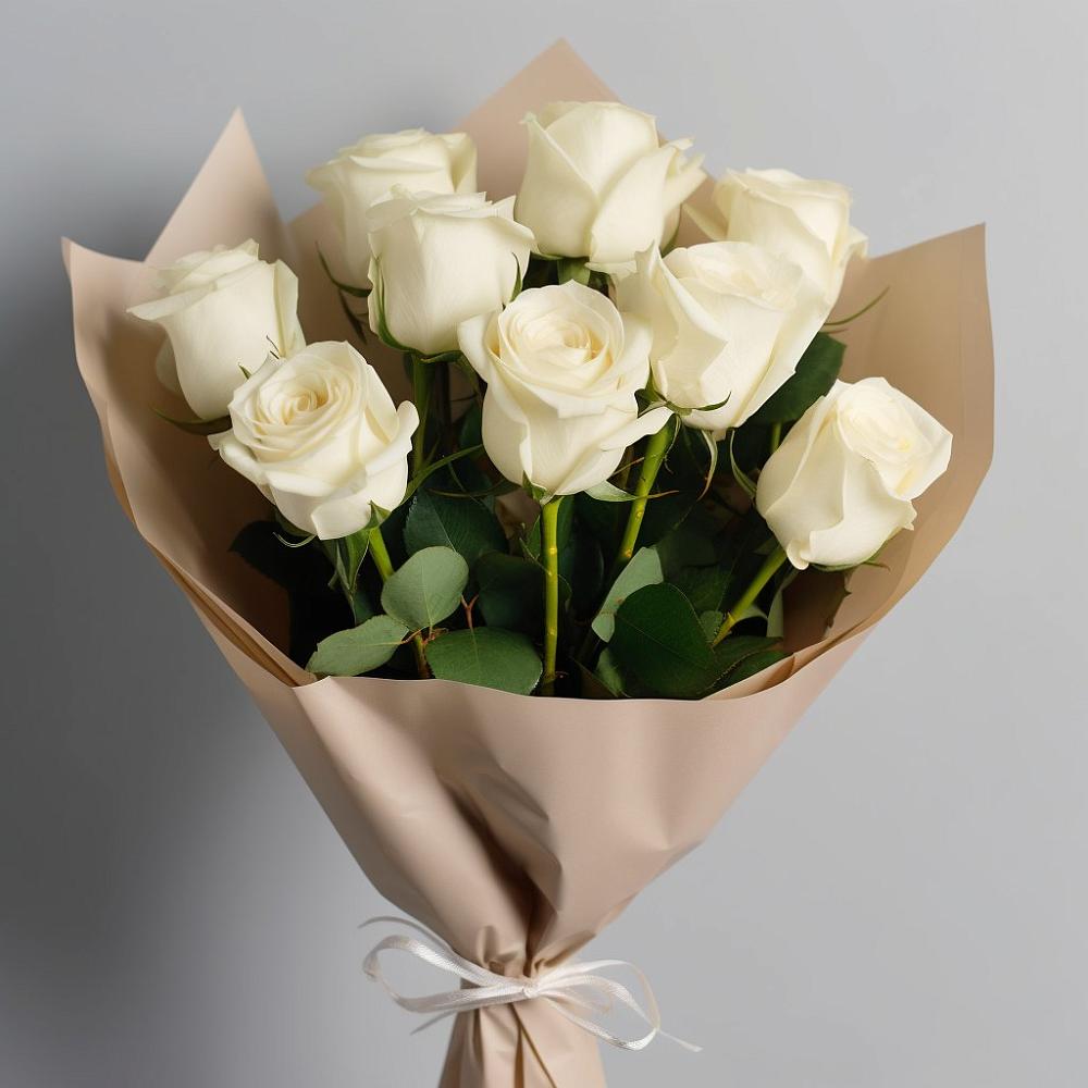 Букет 9 Белых роз Эдлесс Лав в Менделеевске