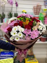 Букет цветов из:  Розы, Хризантемы и Альстромерии #REPLACE_PRED# Менделеевске