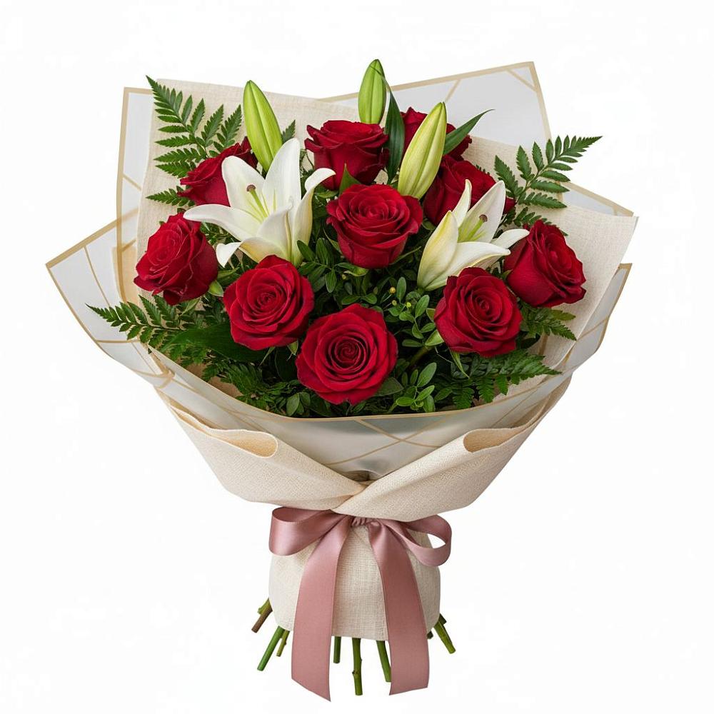 Букет цветов из: Лилии и Розы в Менделеевске