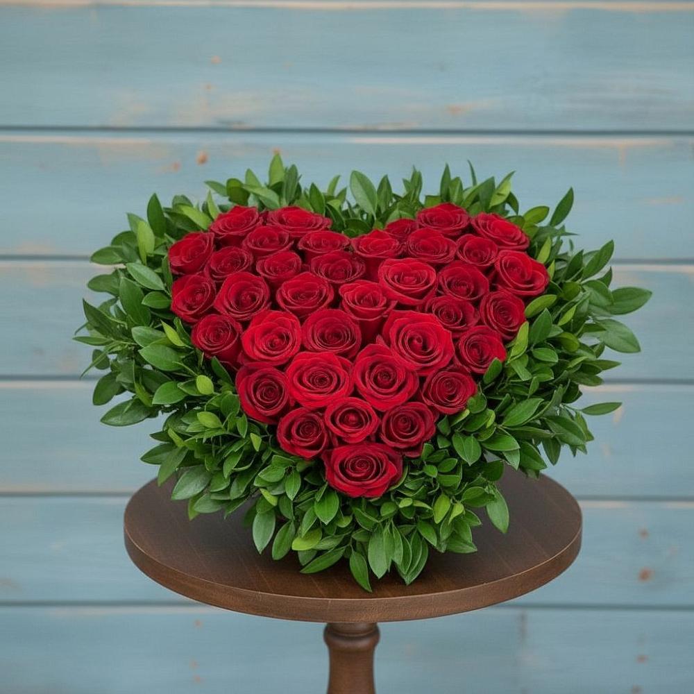 Цветочная композиция из Розы в виде сердца в Менделеевске