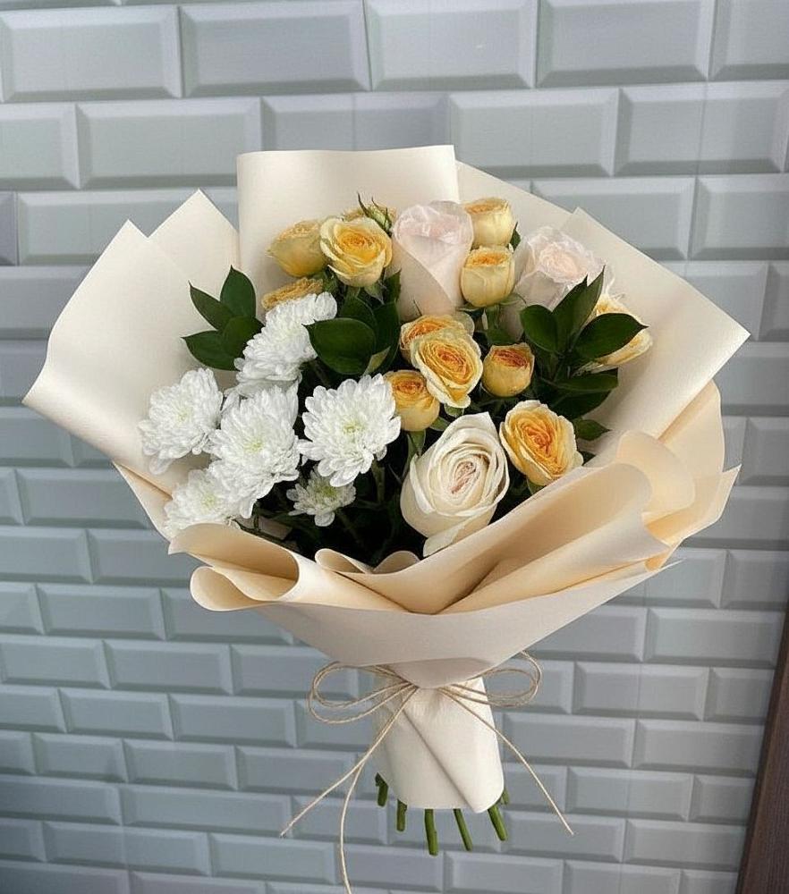 Букет цветов из: Розы и Хризантемы в Менделеевске