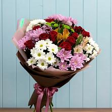Букет цветов из:  Розы, Хризантемы и Альстромерии в Менделеевске