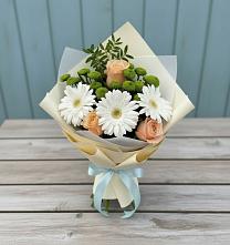 Букет цветов из:  Герберы, Розы и Хризантемы в Менделеевске