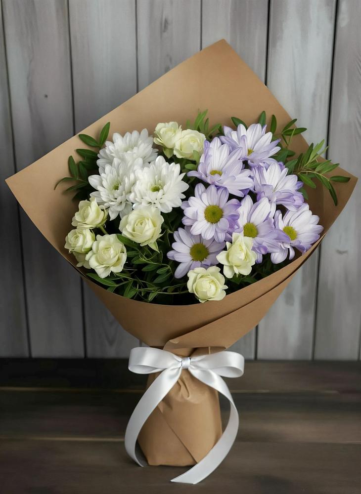 Букет цветов из: Хризантемы и Розы в Менделеевске